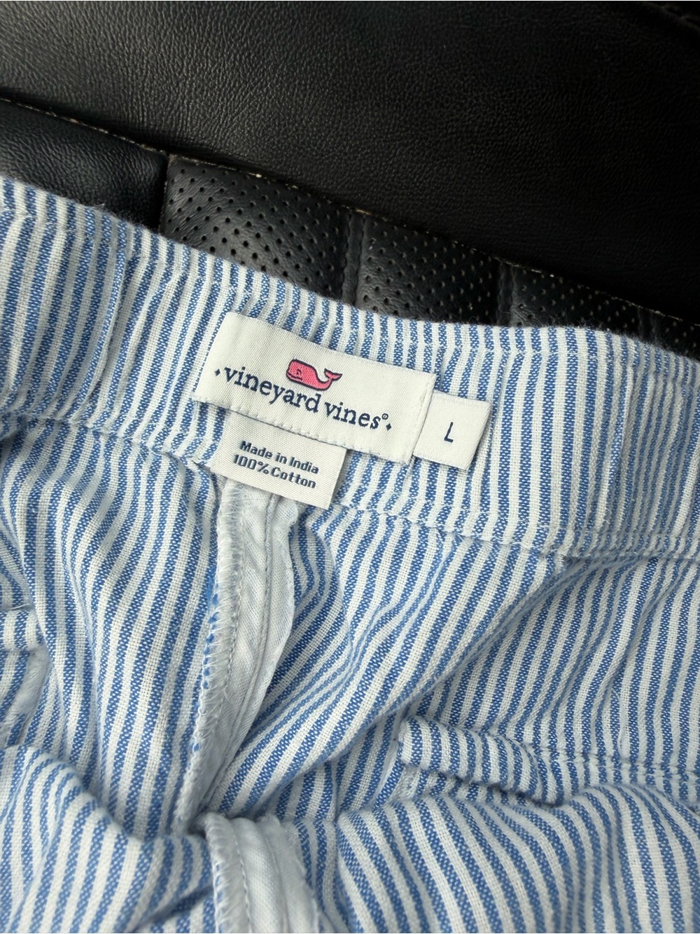 Vineyard Vines Light Blue & White Striped Cotton Shirt with Pink Whale Logo - Picture 1 of 3